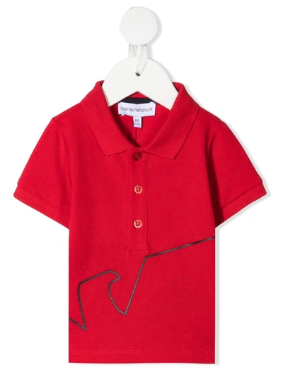 Emporio Armani Babies' Logo-print Polo Shirt In 红色
