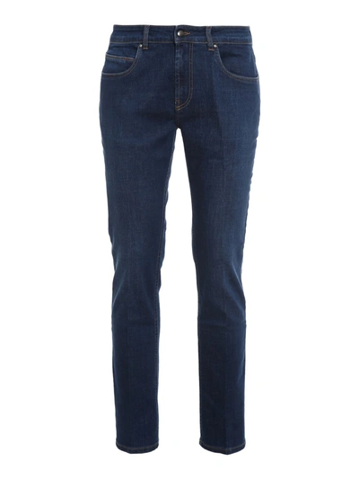 Fay Cotton Blend Straight Leg Jeans In Blue