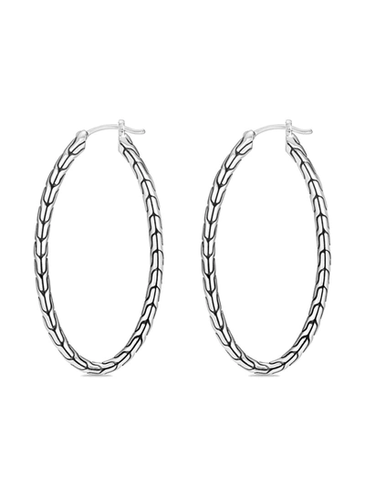 John Hardy Classic Chain Large Sterling Silver Hoop Earrings In Silver-tone