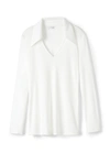 St John Silk Jersey Knit Blouse In White