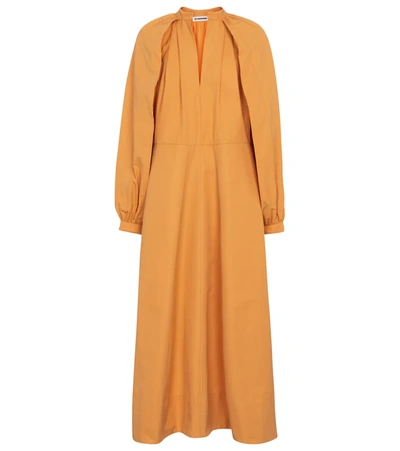 Jil Sander Cotton Poplin Midi Dress In Orange