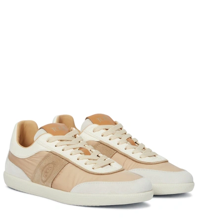 Tod's Cassetta Patchwork Suede Low-top Sneakers In Pink Gold