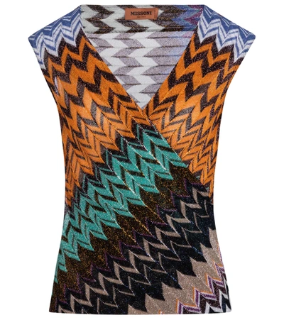 Missoni Sleeveless V-neck Knitted Top In Multicolour