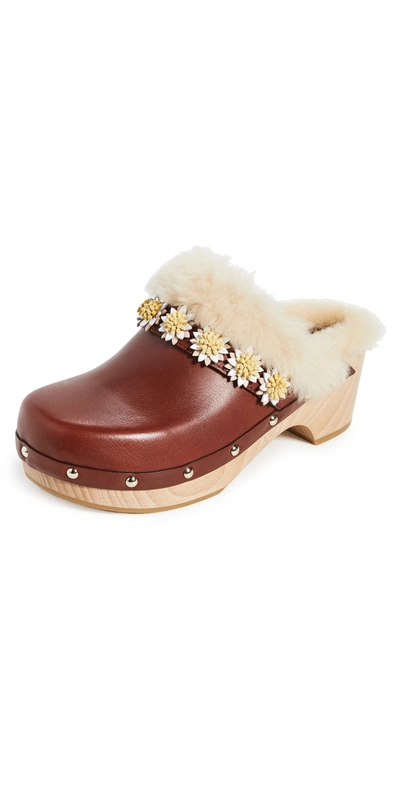 Fabrizio Viti Jean Shearling-lined Leather Clogs In Sienna