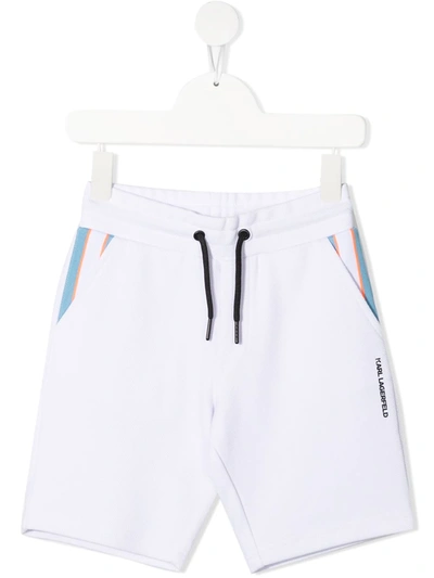 Karl Lagerfeld Teen Logo-print Track Shorts In White