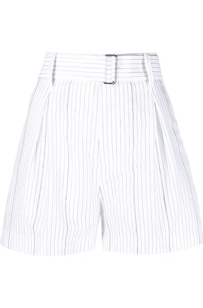 N°21 Vertical-stripe High-waisted Shorts In Black,white