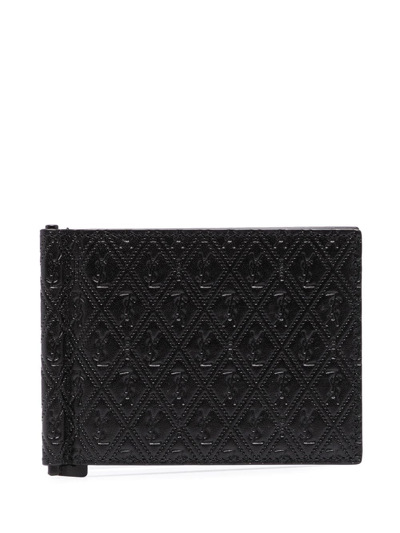 Saint Laurent Logo-debossed Leather Wallet With Money Clip In Black