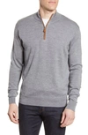 Peter Millar Crown Regular Fit Quarter Zip Pullover In British Grey