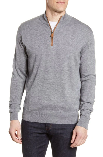 Peter Millar Crown Regular Fit Quarter Zip Pullover In British Grey