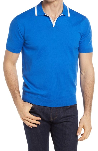 Bugatchi Men's Johnny-collar Short-sleeve Sweater In Classic Blue