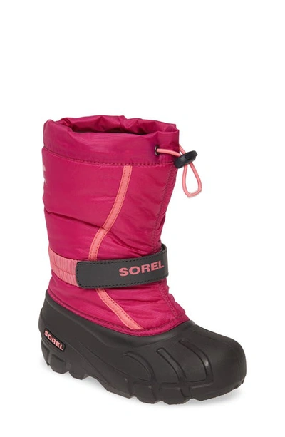 Sorel Kids' Flurry Weather Resistant Snow Boot In Deep Blush/ Tropic Pink Multi