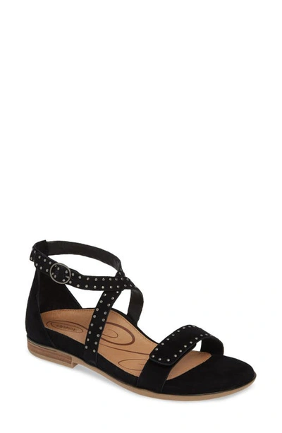 Aetrex Hailey Studded Sandal In Black Suede