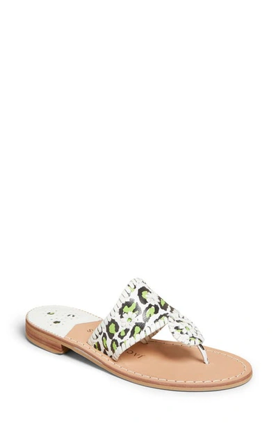 Jack Rogers Jacks Flip Flop In Green Leopard Print Leather