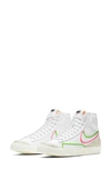 Nike Blazer Mid Infinite Leather Sneakers In White/electric Green