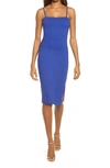 Lulus Paulina Square Neck Cocktail Sheath Dress In Cobalt