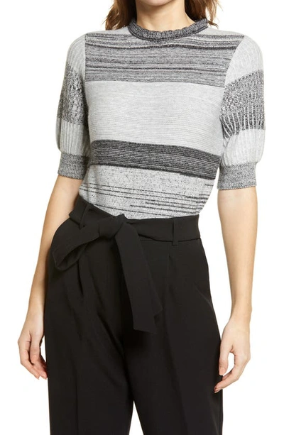 Halogenr Halogen Stripe Rib Sweater In Grey Multi Stripe