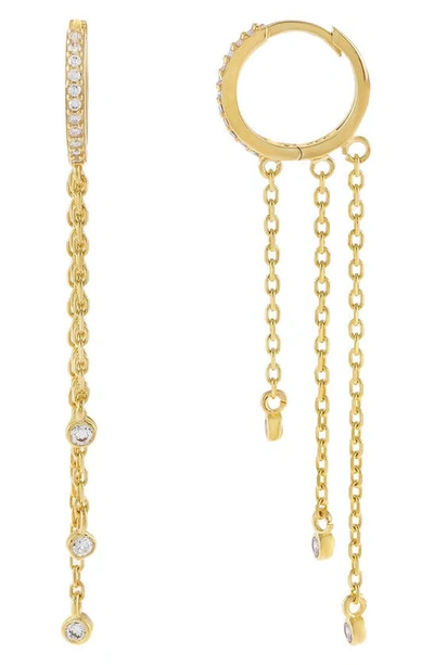 Adinas Jewels Chain Drop Huggie Hoop Earrings In Gold