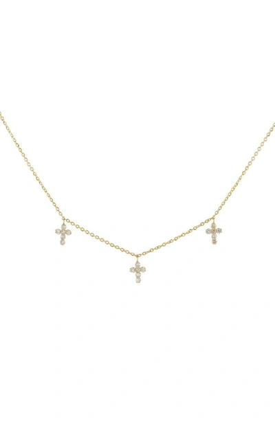 Adinas Jewels Triple Cross Station Necklace In Gold
