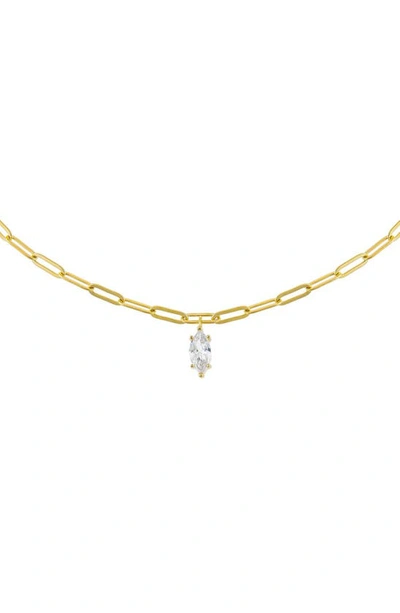 Adinas Jewels Cubic Zirconia Teardrop Pendant Necklace In Gold