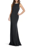 Ieena For Mac Duggal High-neck Sleeveless Bodycon Gown W/ Beaded Trim In Black