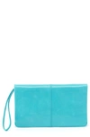 Hobo Evolve Leather Clutch In Aqua