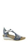 Naot Fiona Wedge Sandal In Navy Python/ Polar Sea/ Silver