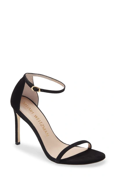 Stuart Weitzman Nudistsong Ankle Strap Sandal In Black Suede
