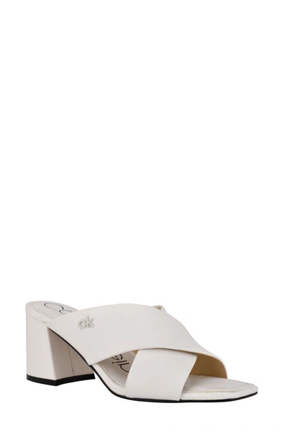 Calvin Klein Women's Isha Slip-on Dress Sandals Women's Shoes In White Leather