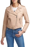 Levi's Faux Leather Fashion Belted Moto Jacket In Biscotti