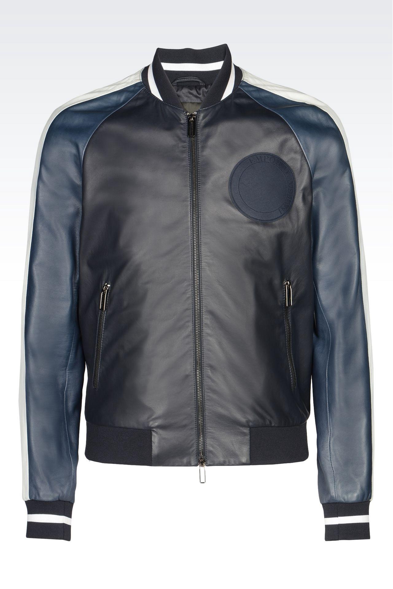 armani blue leather jacket