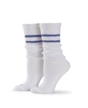 Hue Women's Slouch Crew Sock In White Stripe