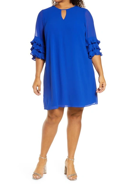 Vince Camuto Pleated Sleeve Float Shift Dress In Cobalt | ModeSens