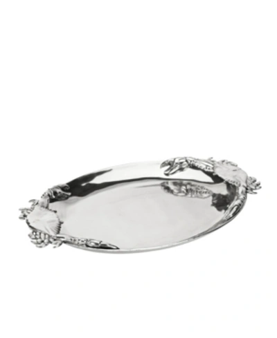 Arthur Court Designs Aluminum Crab Oval Platter In Silver