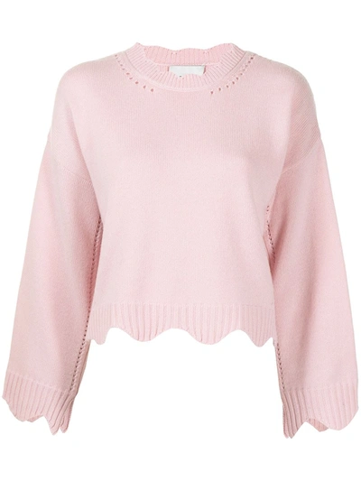3.1 Phillip Lim / フィリップ リム Scalloped Pointelle-knit Wool And Cashmere-blend Sweater In Light Pink