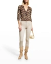 L Agence L'agence Margot High Rise Skinny Jeans In Dark Mocha Coated In Biscuit Gold Glitter Coating