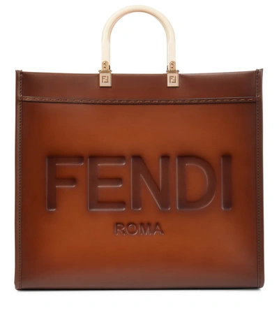 Fendi Sunshine Large Shopper Tote Bag In Brown