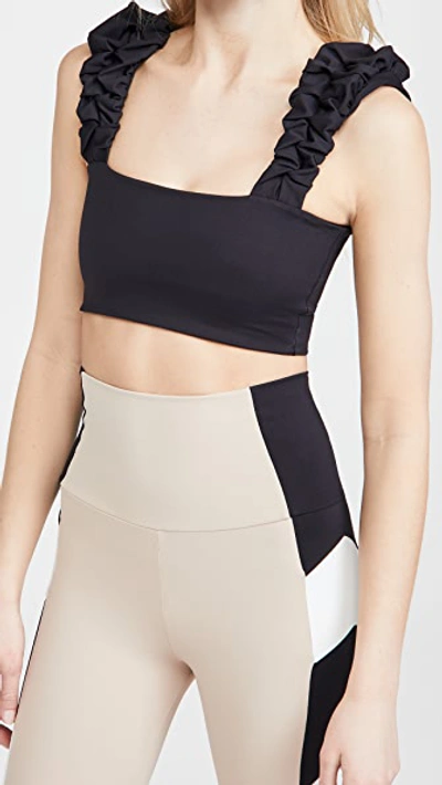 Port De Bras Scrunchie Active Crop Top In Black