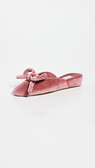 Olivia Morris At Home Velvet Daphne Bow Slippers In Pink
