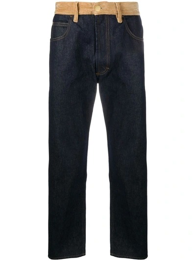 Marni Blue Denim & Corduroy Jeans In B Blue Black