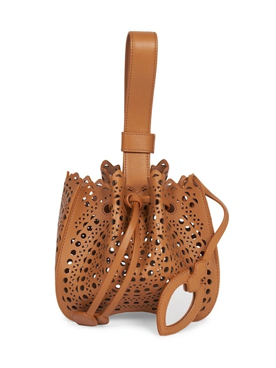 Alaïa Mini Rose-marie Leather Bracelet Bag In 716tanclair