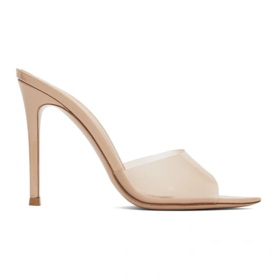 Gianvito Rossi Elle Leather And Pvc Heeled Mules In Nude Nude