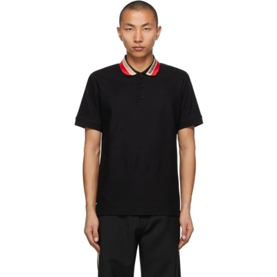Burberry Contrast-collar Short-sleeve Polo Shirt In Black
