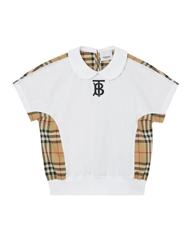 Burberry Kids' Girl's Deanne Vintage Check Tb Monogram Shirt In Beige
