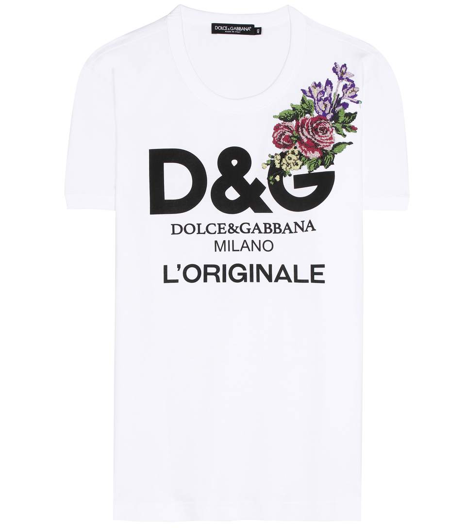 Dolce & Gabbana Embroidered Printed Cotton T-shirt In D&g L'origieale ...
