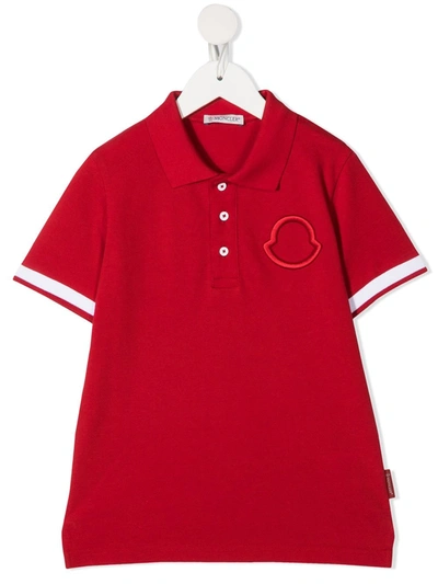 Moncler Teen Logo-embroidered Polo Shirt In Red