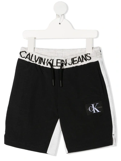 Calvin Klein Kids' Logo Print Waistband Shorts In Black