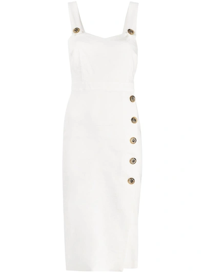 Pinko Allegro Side Buttons Dress In White