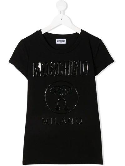 Moschino Teen Logo-embellished T-shirt In Black