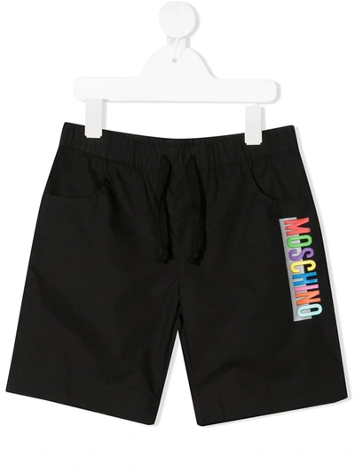 Moschino Teen Logo Print Shorts In Black