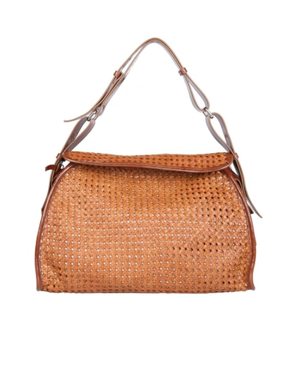 Carditosale Way Brown Leather Handbag In Orange
